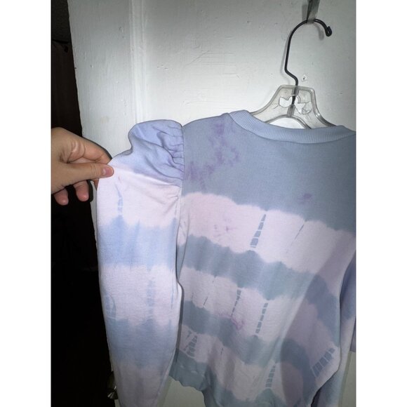 Bishop + Young Tie-Dye Puff Sleeve Sweatshirt Medium Blue‎ White Cute Y2K Top - Picture 3 of 9